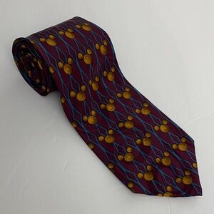 Walt Disney World Elegant Burgundy and Gold Patterned Tie